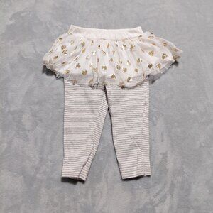 Carter's 9M Tutu Legging Gold Heart Polka Dot with Striped Pant One Piece